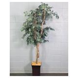 7 Ft Tall Faux Ficus Tree In Decorative Planter