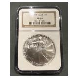 1993 American Silver Eagle .999 Ngc Ms69