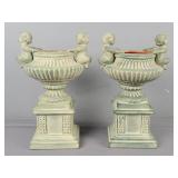 2x The Bid Affco Glazed Terracotta Urn