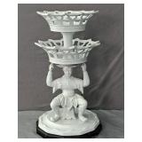 Vintage Porcelain Statue On Wood Base