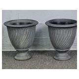 Pair Large Decorative Poly Planters