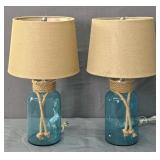 Pair Glass Nautical Them Table Lamps