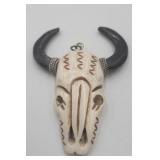 Carved Bull / Cow Skull With Horns Pendant