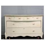 Painted Vintage 4 Drawer Serpentine Front Dresser
