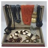 Assortment Of Necklaces In Decorated Wooden Box