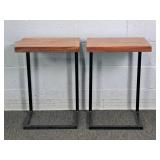 2x The Bid World Market Wood And Metal Side Tables