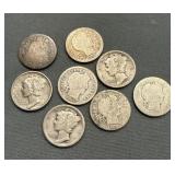 8x The Bid Old Silver Dimes - One Seated 1854