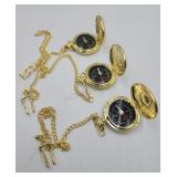 3 X Bid Vintage Style Gold Flip Compass ï¿½ Retro