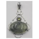 .925 Prehnite Peridot Gemstone Pendant