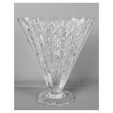 10" Cut Glass Footed Fan Vase