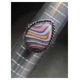 .925 Rainbow Stone Ring Sz 9.5