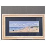 Framed Beach Scene W/ Dogs Print