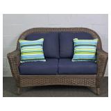 Synthetic Wicker Settee W/ Sunbrella Cusions