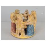 Vintage Mexican "circle Of Friends" Candle Holder