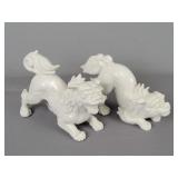 2x The Bid White Porcelain Foo Dog Statues
