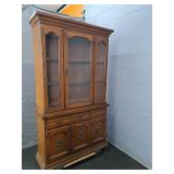 2 Pc Oak Finish Server W/ China Hutch