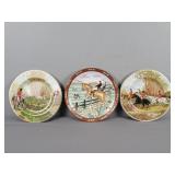 3x The Bid Decorative Plates Fox Hunting