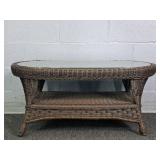 Glass Top Synthetic Wicker Table