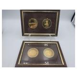 2 - Framed Cunard Countess Gold-washed Medallions