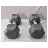 2x The Bid 25 Lb Rubber Coated Dumbbell