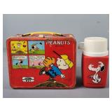 Vintage Metal Peanuts Lunchbox W/ Thermos