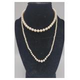 14k White Gold Clasp 20in Pearl Necklace And 14in