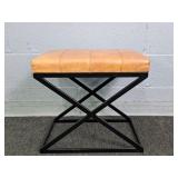 Simone Albani Leather Low Ht Metal Stool