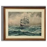 Thomas Somerscales A Barque Running Before A Gale