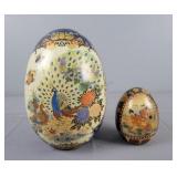 2pc Vintage Hand Painted Porcelain Eggs