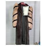 Jindo Furs Ranch Mink Coat With Fox Sleeves