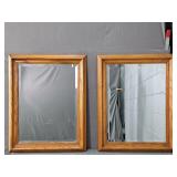 2x The Bid Uttermost Walnut Framed Beveled Mirrors