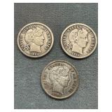 3x The Bid Nicer Barber Silver Dimes
