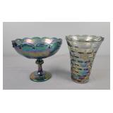 2x The Bid Vintage Iridescent Carnival Glass