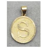 21k Yellow Gold Initial Letter 's' Pendant 3.5g
