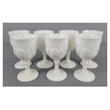 7 Pc Milk Glass Stemware