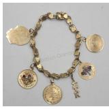 14k Yellow Gold Charm 7in Bracelet Tw 14.4g