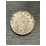 1883 No Cents Liberty Head V Nickel High Grade