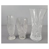 3x The Bid Lead Cut Crystal Vases