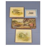 4x The Bid Vintage Wooden Railroad-themed Plaques