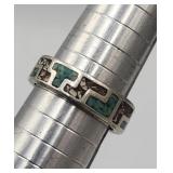 Sterling Silver Navajo Turquoise Coral Chip Ring