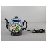 Teapot Slag Glass Accent Lamp - Powers Up