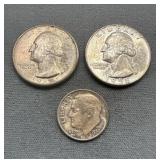 Two Silver Quarters And A Silver Dime