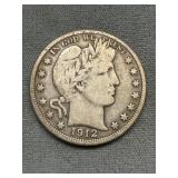 1912 Barber Silver Half Dollar