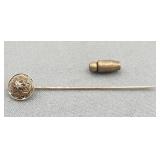 10k Gold And Diamond Victorian Stick Pin Tw 1.2g