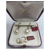 Majorica Pearl Earrings & 18k Over Sterling Pearl