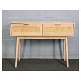 Modern Rattan Style 2 Drawer Console Table