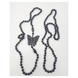2 X Bid Hand Knotted Onyx Necklaces One With