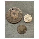 Lot Of Type Coins Large Cent Silver 3 Cent Half