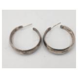 Mexico Sterling Silver Hoop Pierced Earrings