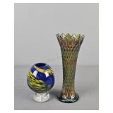 2x The Bid Carnival Glass & Art Glass Vase